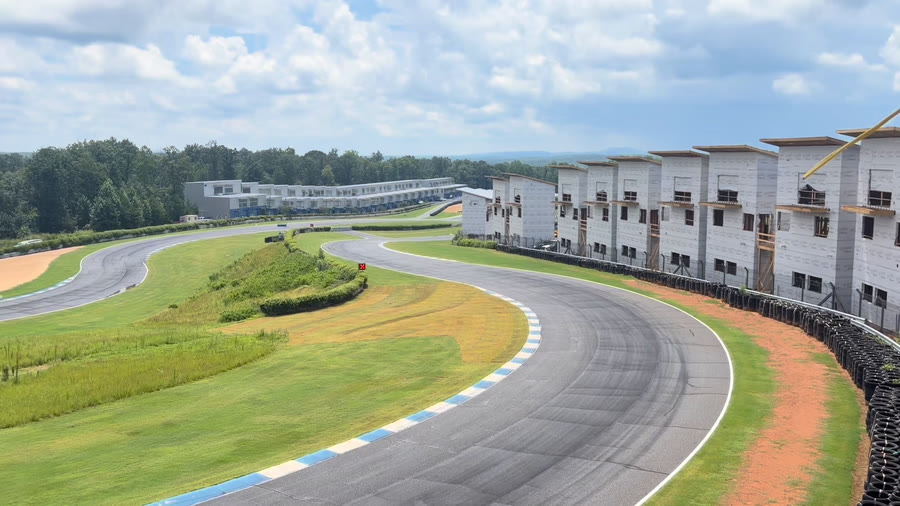 The Carousel with the Circuit Villas under construction along its outside edge and the Trackside Condos in the distance beyond the circuit